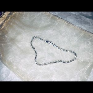 Rhinestone silver snap lock bracelet